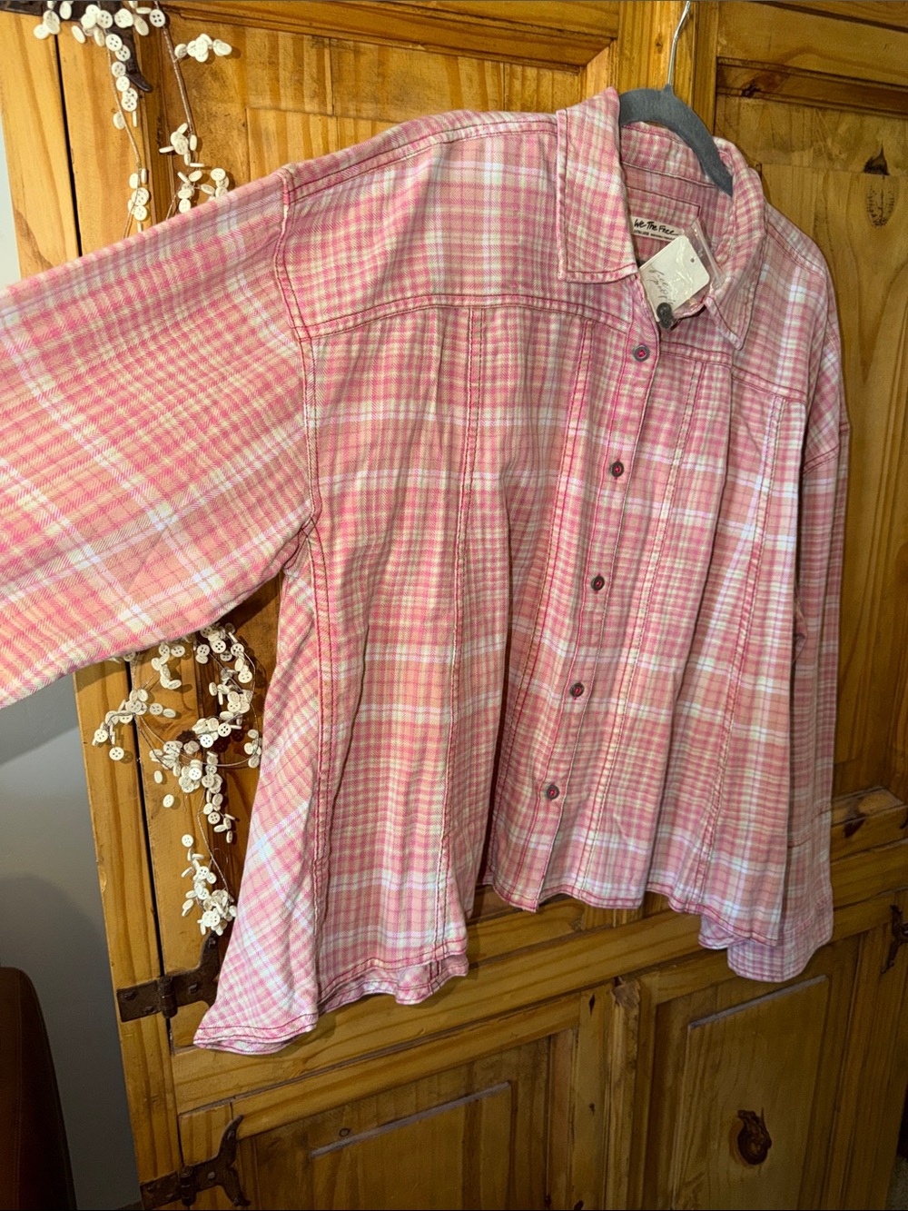 Free people We The Free Remade Plaid Top. Size XL brand new w/tags - Picture 7 of 7